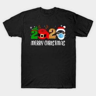 Merry Christmas 2020 Quarantine Santa ELF Reindeer Mask T-Shirt